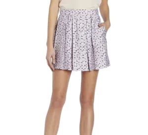 Chic Wear Allover Patterned Pleated Skirt with Pockets
