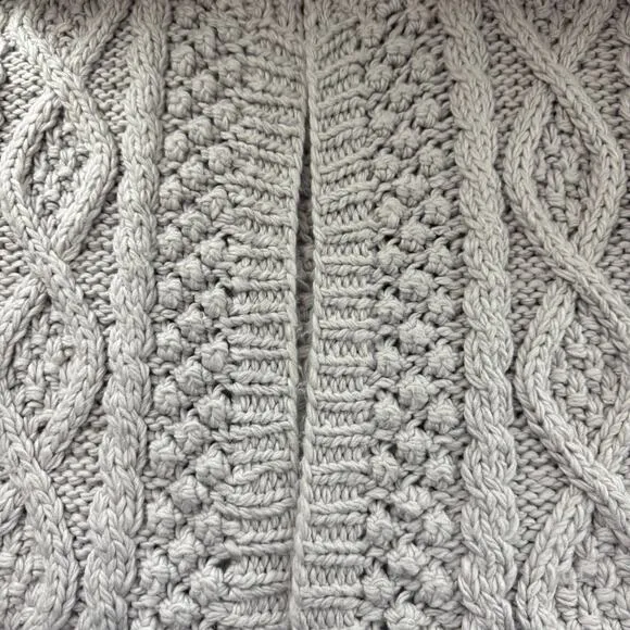 Chicwish Wintry Morning Chunky Cable Knit Cardigan Gray Wool Blend Medium