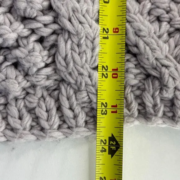 Chicwish Wintry Morning Chunky Cable Knit Cardigan Gray Wool Blend Medium