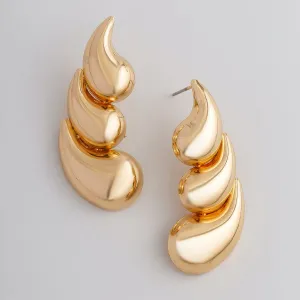 Chunky Geometric Gold Silver Plated Waterdrop Earrings