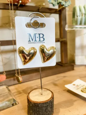 Chunky Heart Gold Earrings