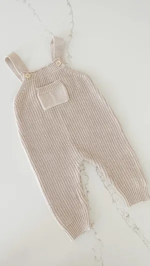 Chunky Knit Overalls - Sand
