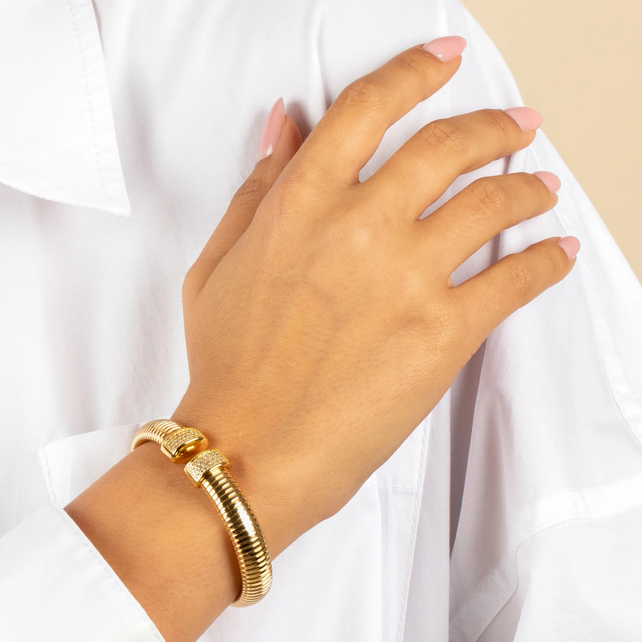 Chunky Pave Open Snake Chain Bracelet