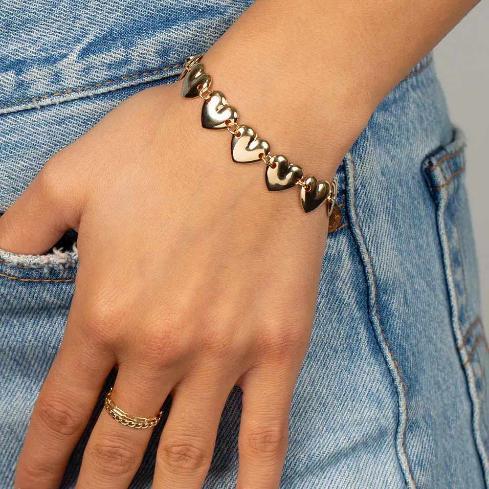 Chunky Solid Hearts Bracelet