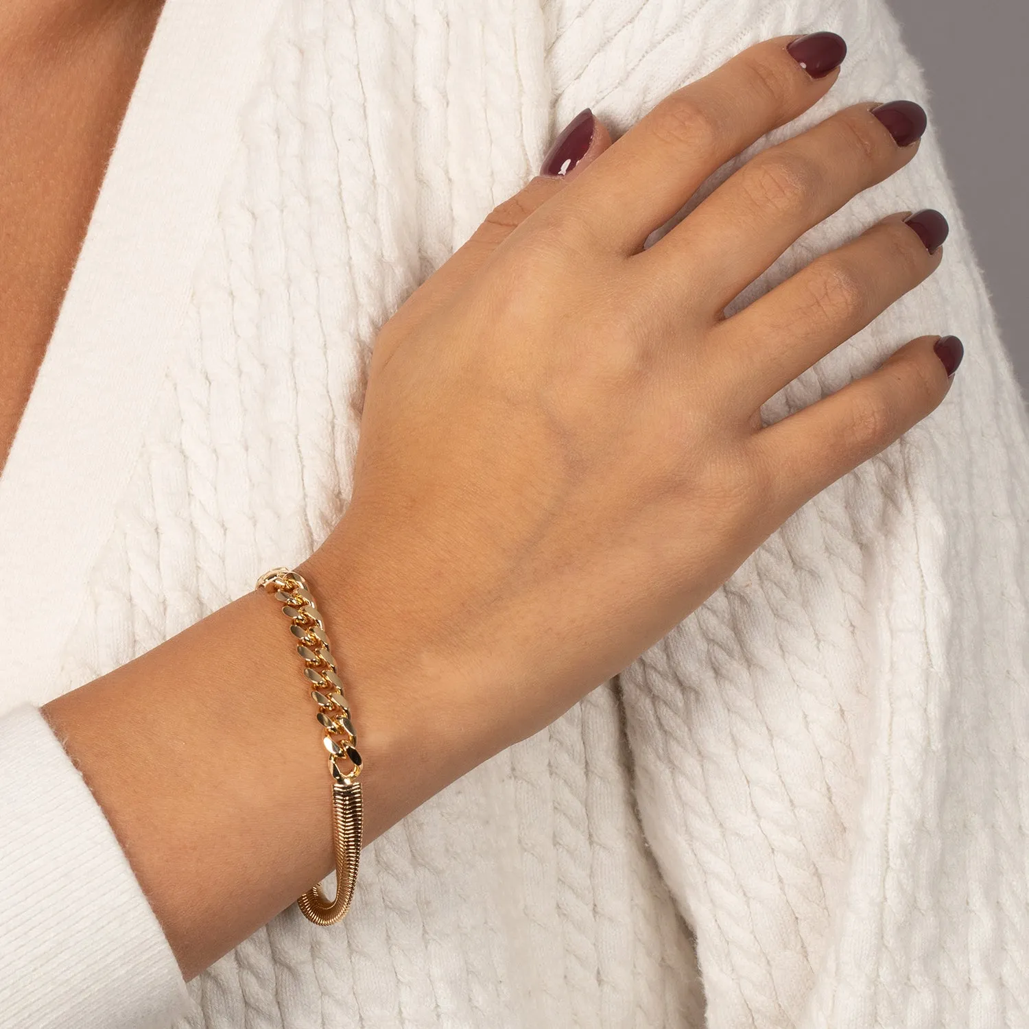 Chunky Vintage Snake X Cuban Chain Bracelet