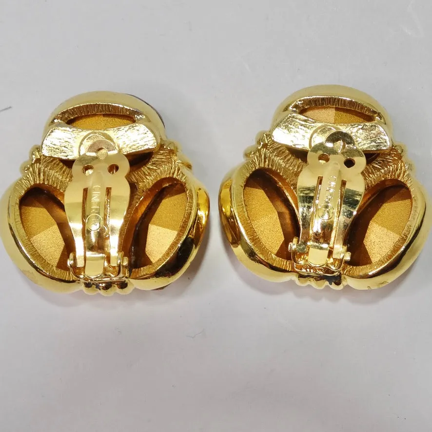 Ciner 24K Gold Plated Citrine Statement Earrings