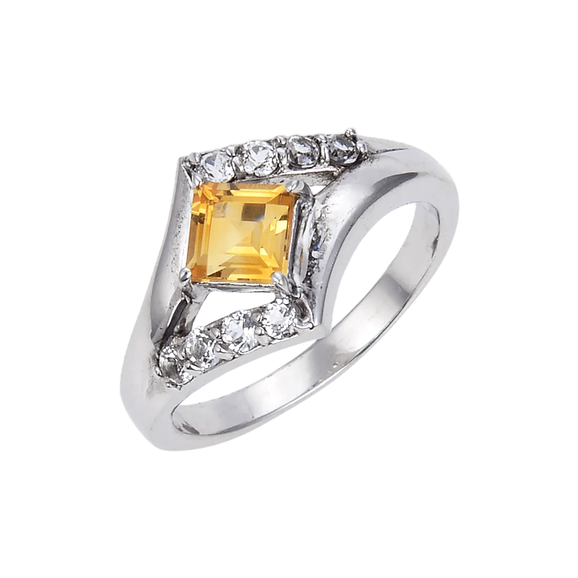 Citrine Square Chunky Fashion Ring