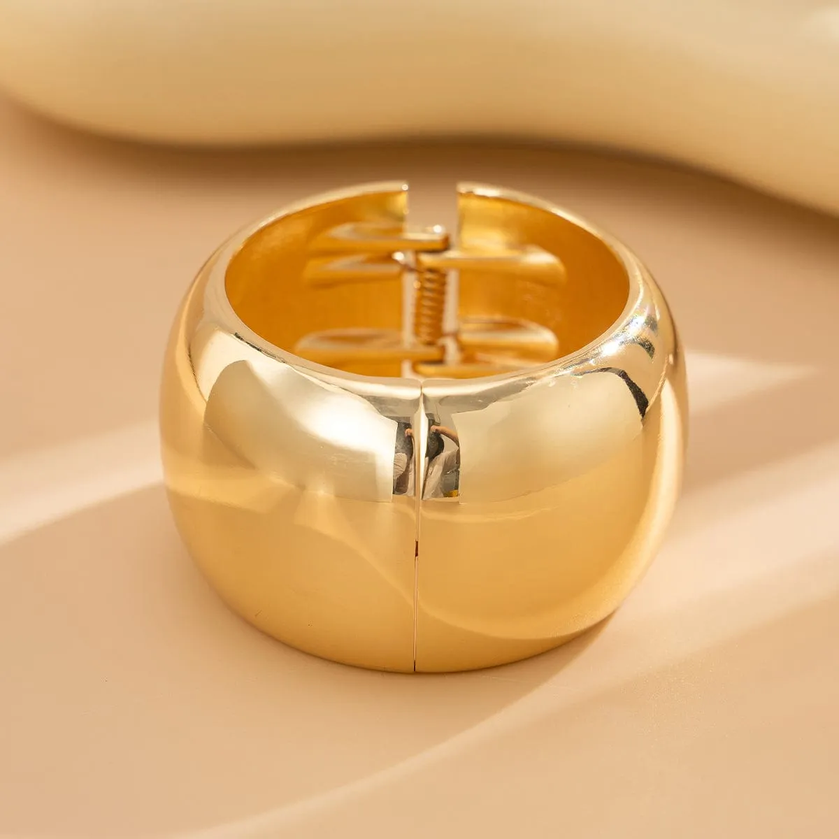 Classic Chunky Glossy Wide Cuff Bangle Bracelet