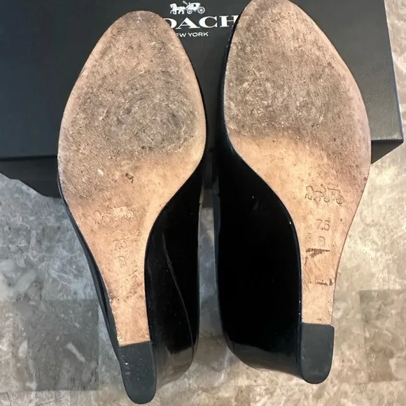 Coach Roni Patent Wedge Heels - A01439 - Womens Size 7.5 M - Black