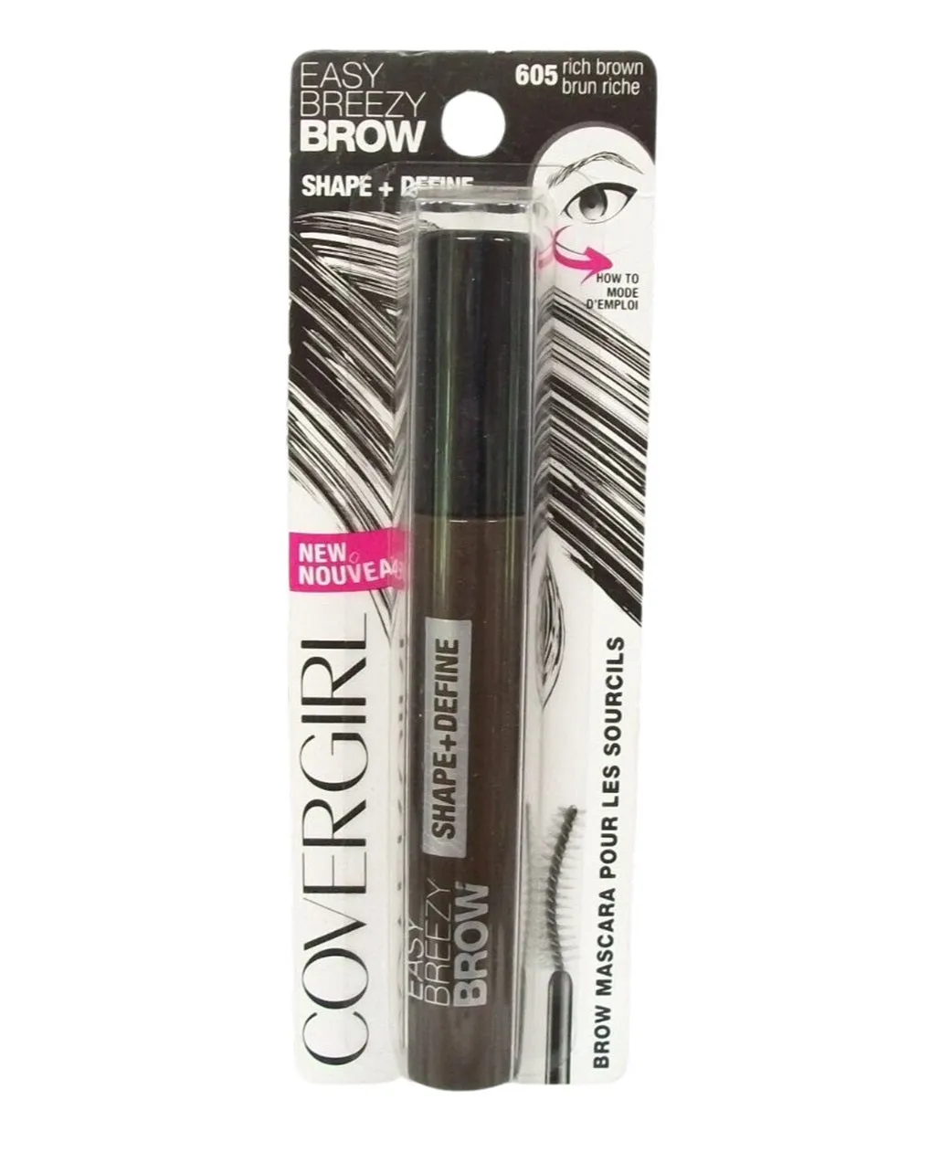 CoverGirl Easy Breezy Brow Shape & Define Mascara, Rich Brown 605