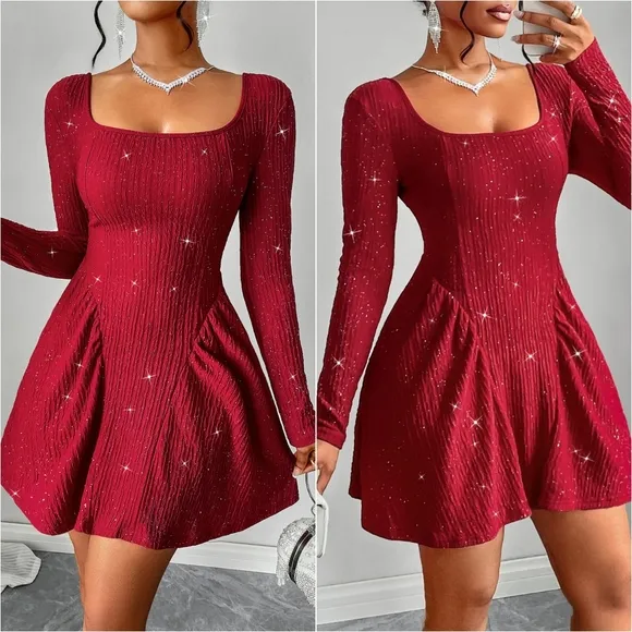 Crimson Starlight Mini Dress