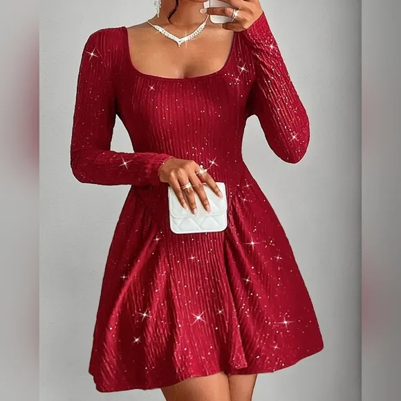 Crimson Starlight Mini Dress