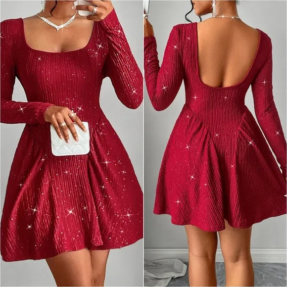 Crimson Starlight Mini Dress