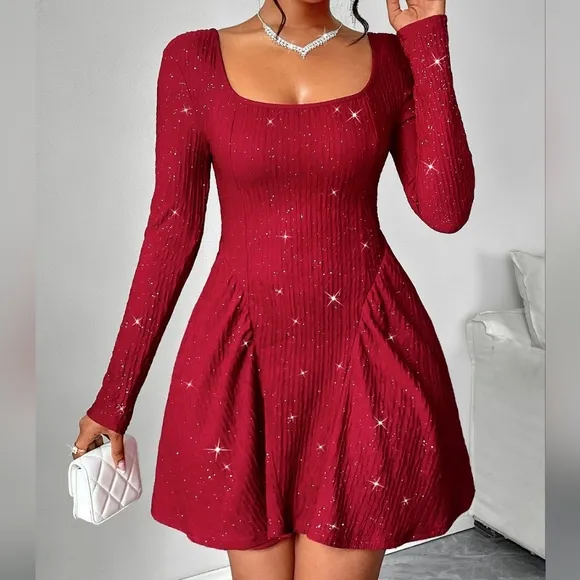 Crimson Starlight Mini Dress