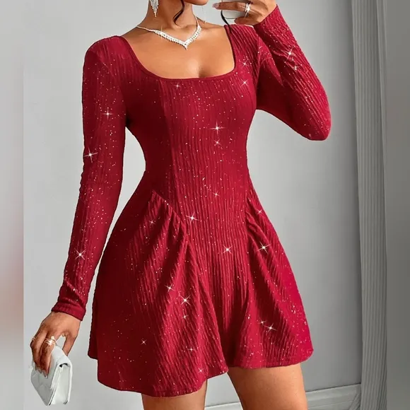Crimson Starlight Mini Dress