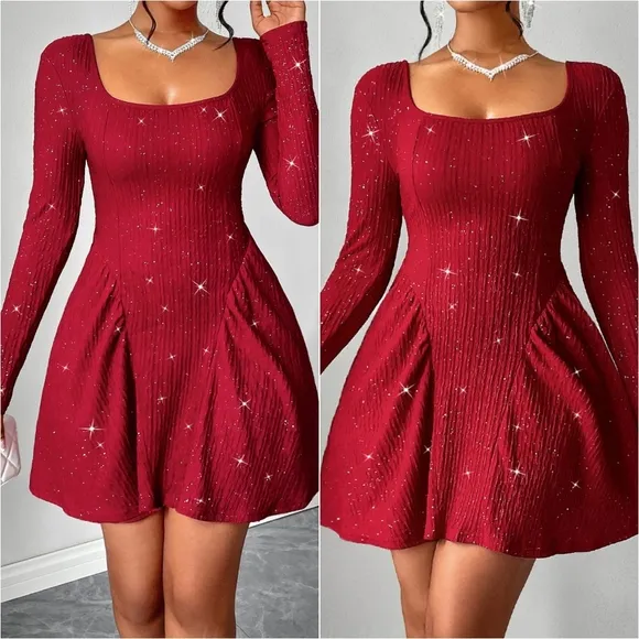 Crimson Starlight Mini Dress