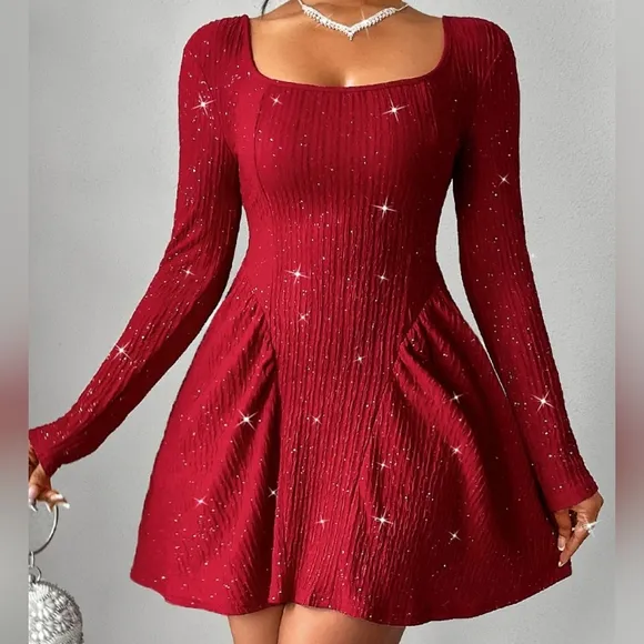 Crimson Starlight Mini Dress