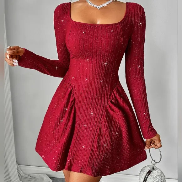 Crimson Starlight Mini Dress