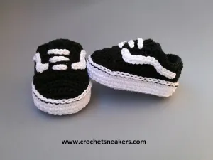 Crochet baby sneakers, Ozana booties, black color