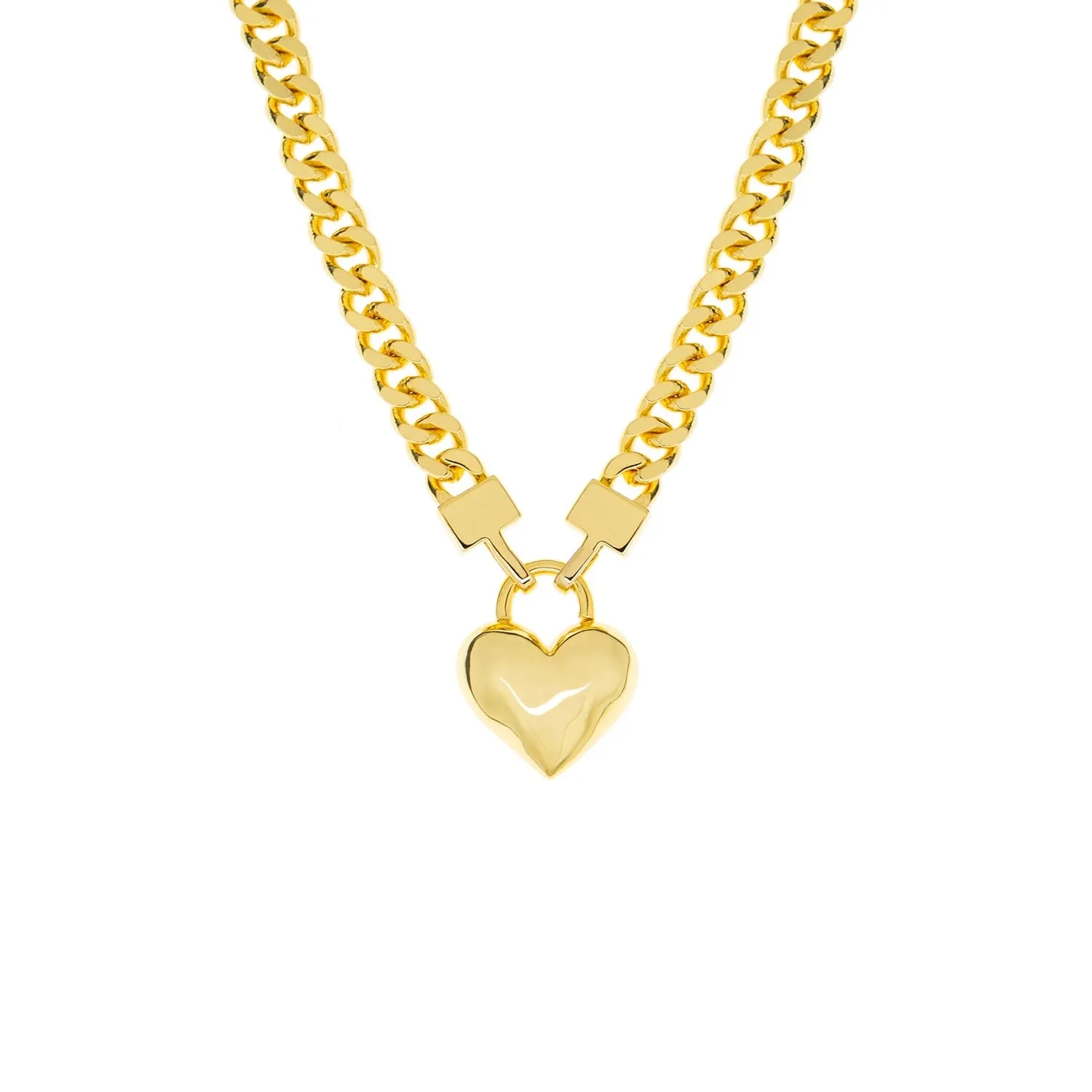 curb chain necklace with heart pendant