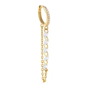 CZ Floating Chain Huggie Earring