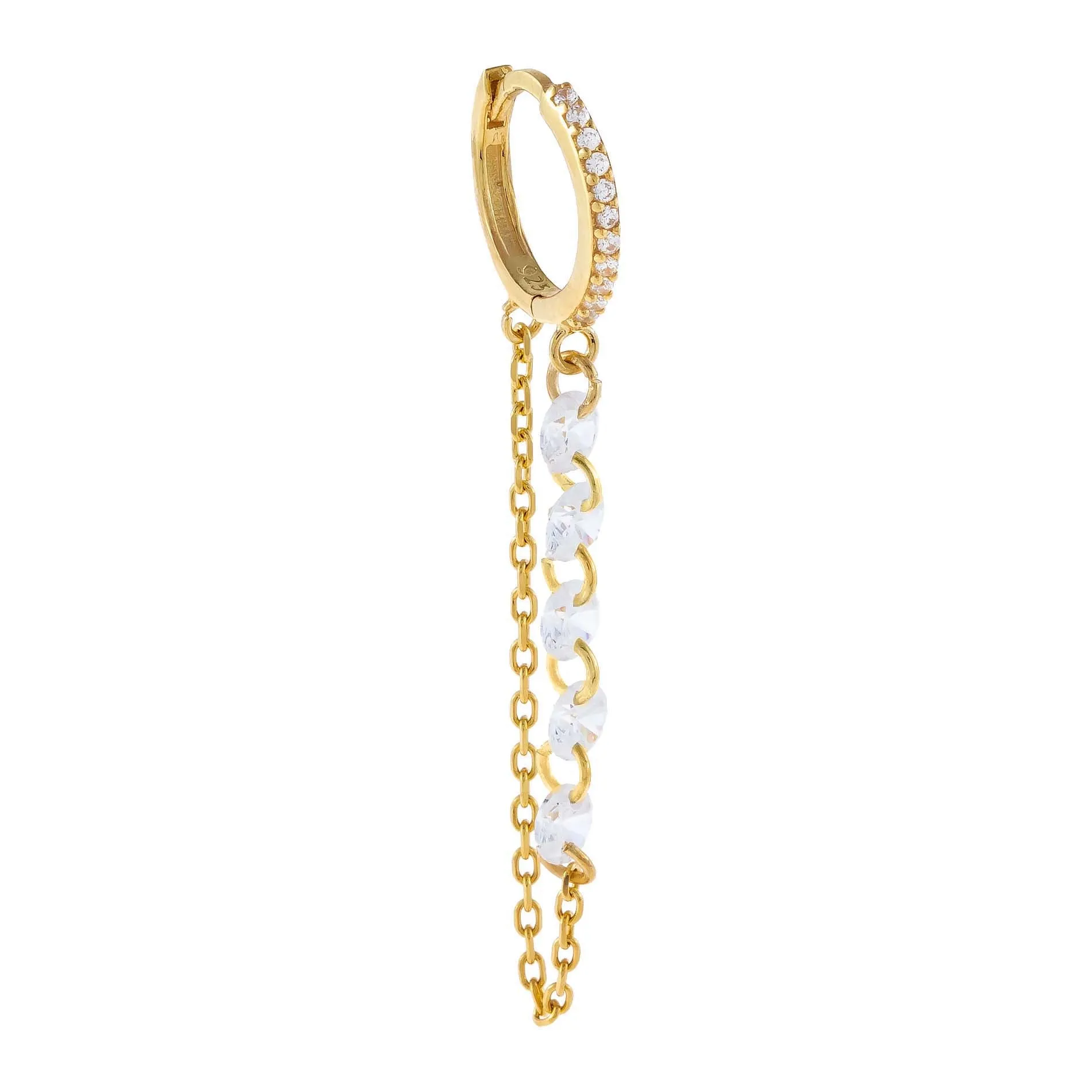 CZ Floating Chain Huggie Earring
