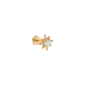 CZ Opal Starburst Threaded Stud Earring 14K