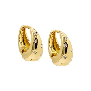 CZ Scattered Indented Graduated Hoop Earring