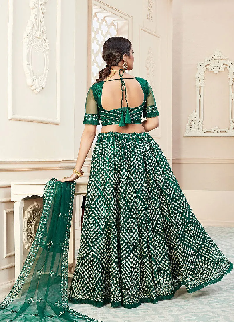 Dark Green Sequence Embroidered Lehenga Choli