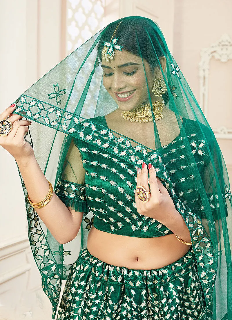 Dark Green Sequence Embroidered Lehenga Choli
