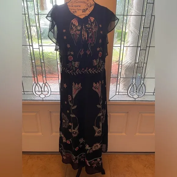 Desigual Vest Sandy Embroidered Midi Dress