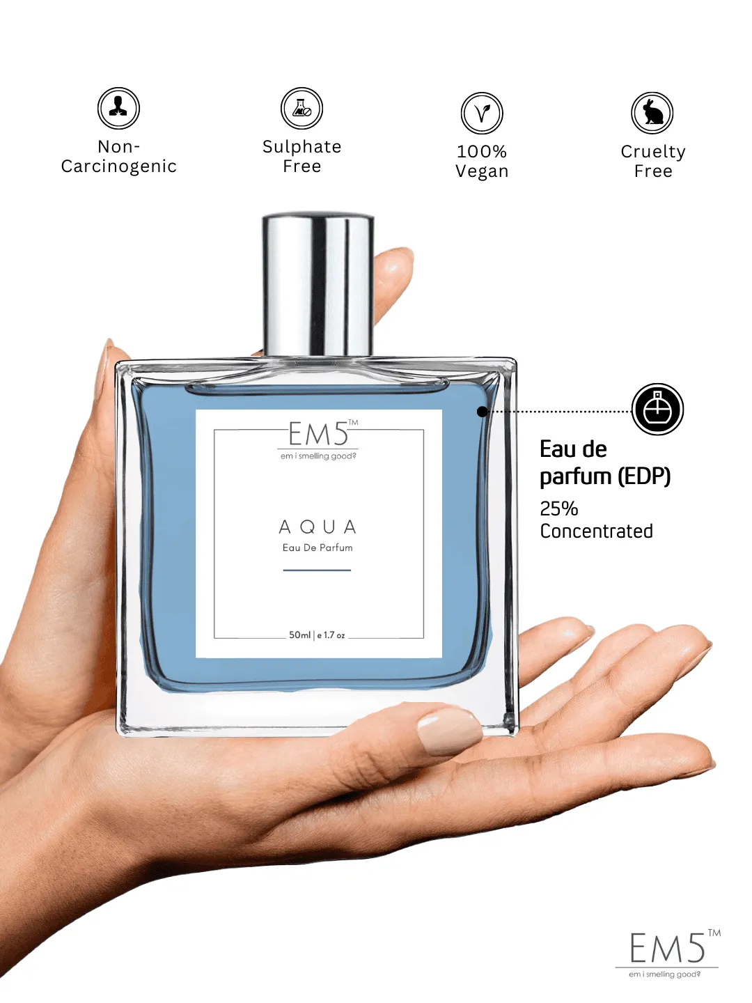 EM5™ Aqua Perfume EDP Spray for Men | Aromatic Fresh Spicy Fragrance Accords | Luxury Gift for Him | Variants Available: 50 ml Spray / 15 ml Spray
