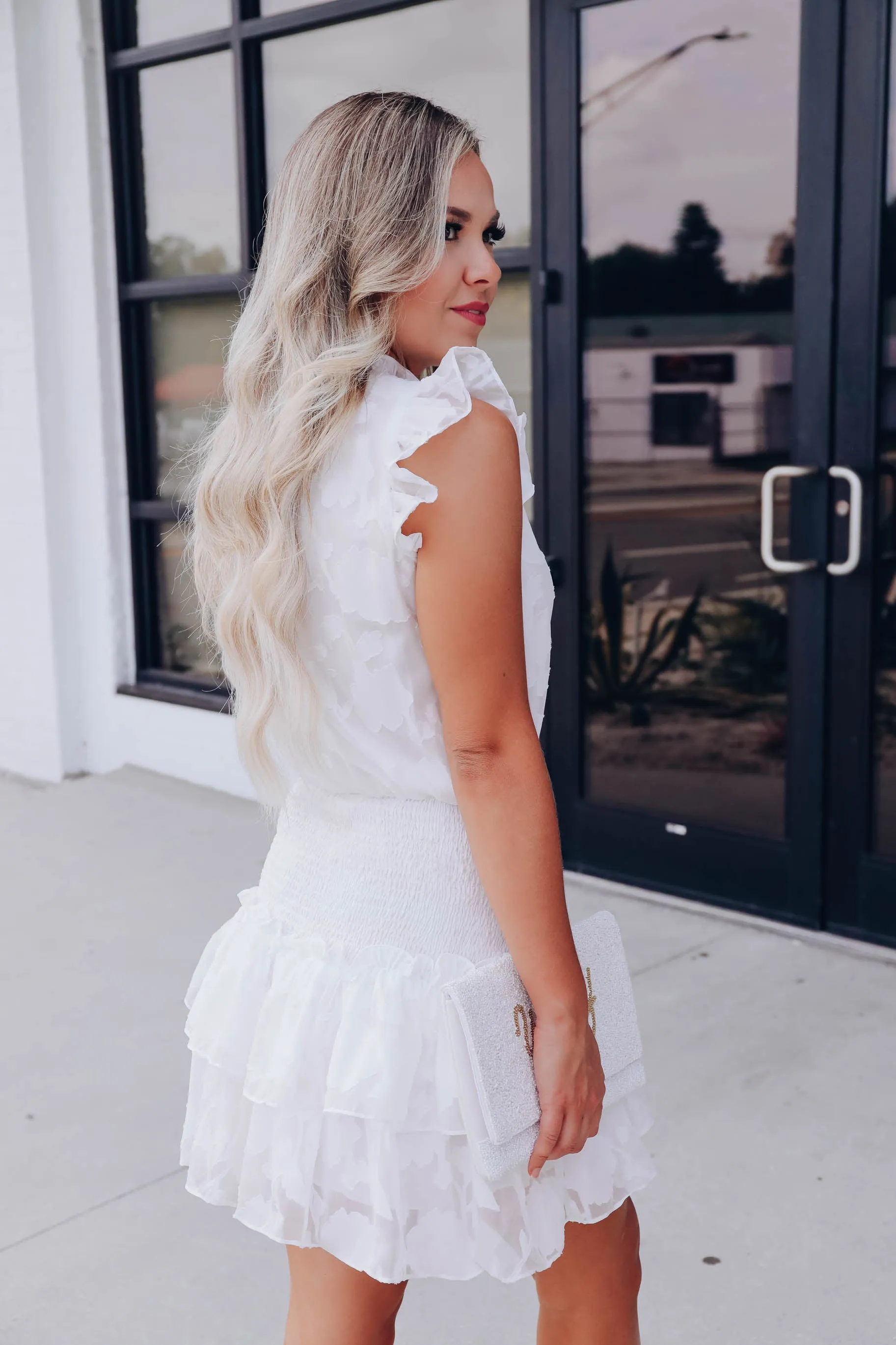 Etherial White Floral Smocked Dress