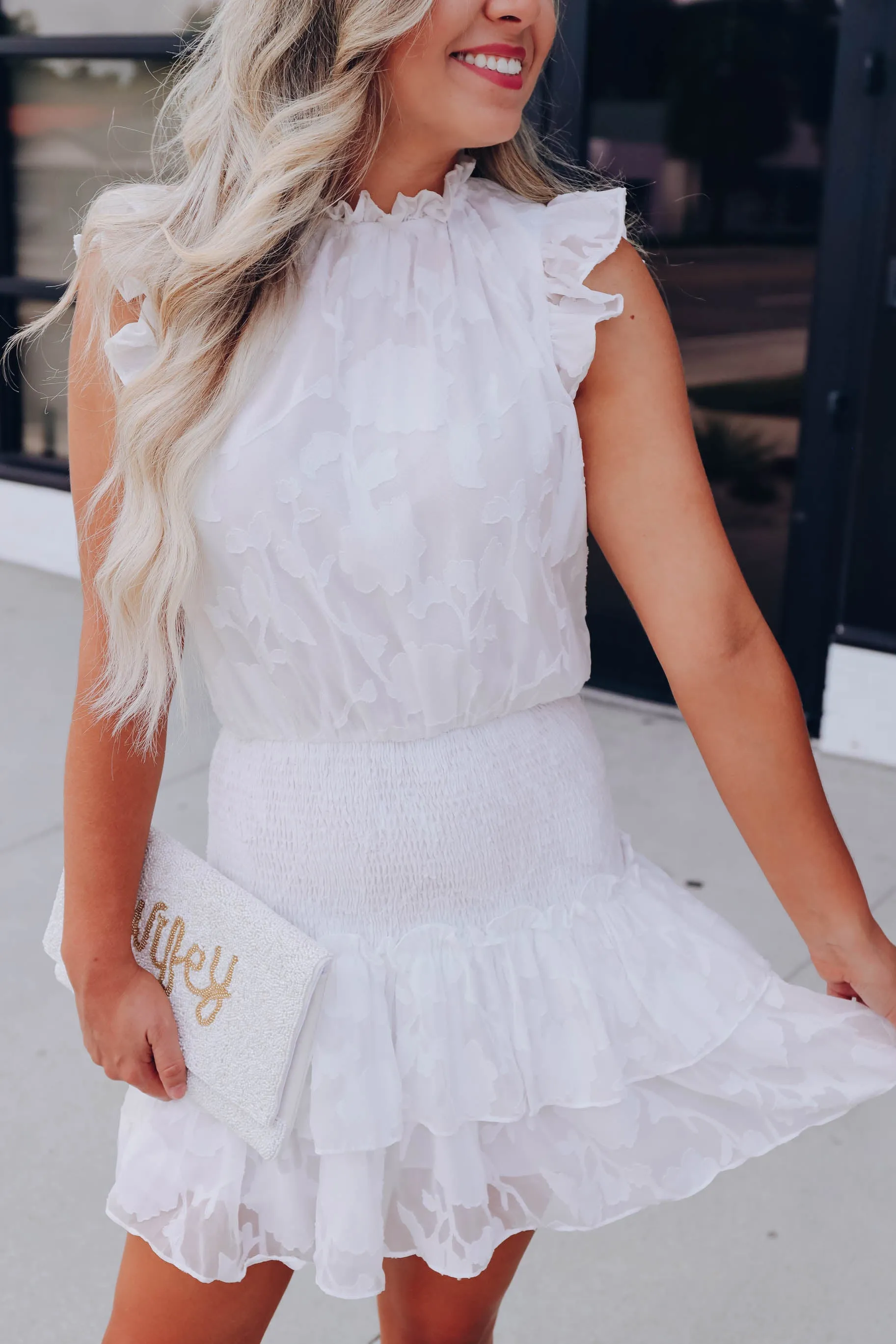 Etherial White Floral Smocked Dress