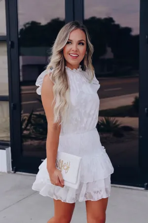 Etherial White Floral Smocked Dress