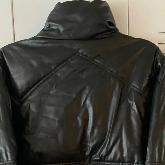 EUC ZARA Puffer, Moto Jacket, Faux Leather, Full hidden zip,Full snap,Sz XS