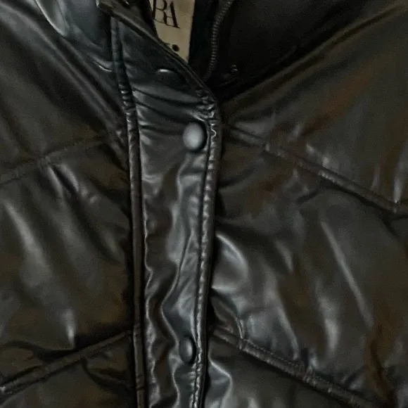 EUC ZARA Puffer, Moto Jacket, Faux Leather, Full hidden zip,Full snap,Sz XS