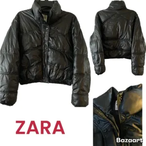EUC ZARA Puffer, Moto Jacket, Faux Leather, Full hidden zip,Full snap,Sz XS