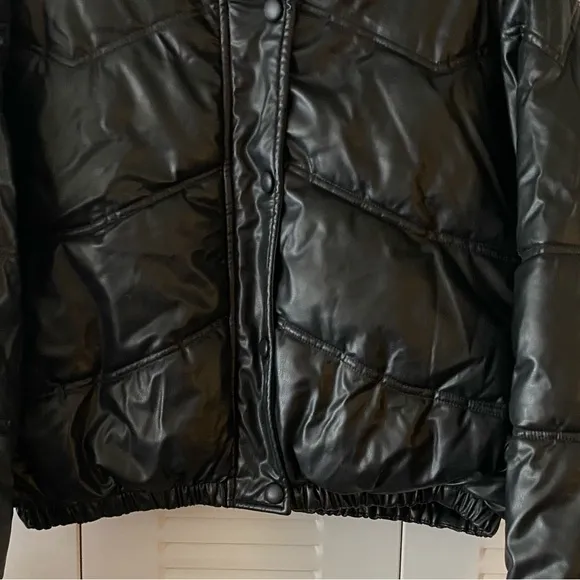 EUC ZARA Puffer, Moto Jacket, Faux Leather, Full hidden zip,Full snap,Sz XS