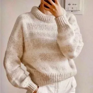 Everlane The Puff Sweater Alpaca Merino Wool Pima Cotton Cream Tan Size XS