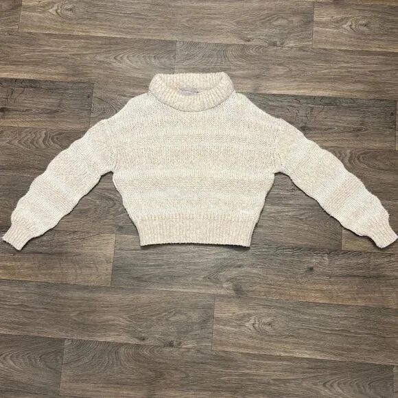 Everlane The Puff Sweater Alpaca Merino Wool Pima Cotton Cream Tan Size XS