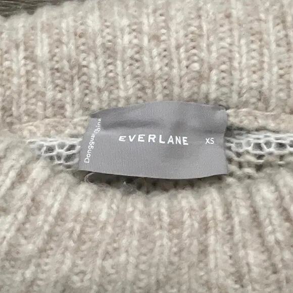 Everlane The Puff Sweater Alpaca Merino Wool Pima Cotton Cream Tan Size XS