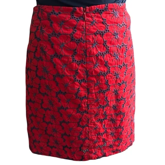 Francesca’s Red Floral Ruffle Skirt &amp; Navy Ruffle Blouse 2 piece Bundle M NWT