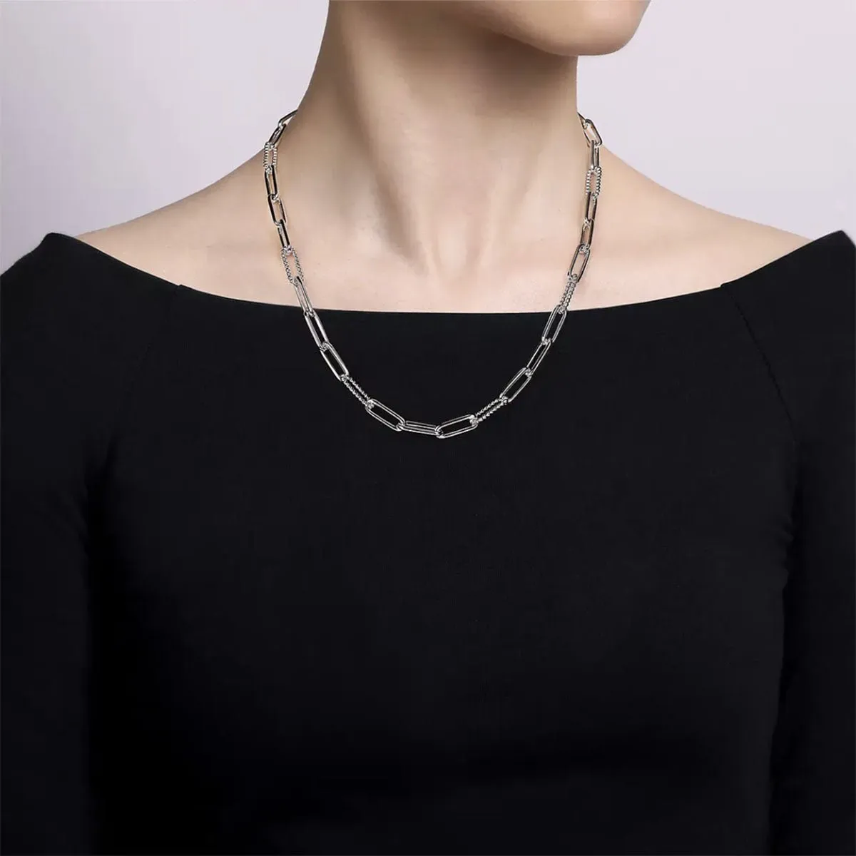 Gabriel & Co. Bujukan Oval Link Chain Necklace with Bujukan Stations