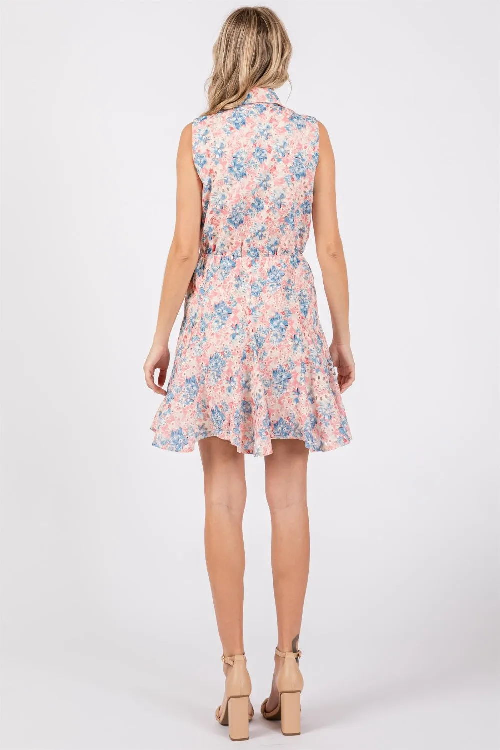 GeeGee Floral Eyelet Sleeveless Mini Dress