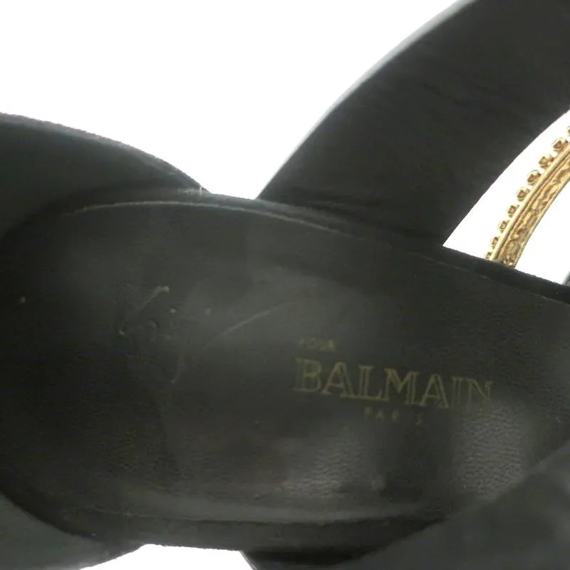 Giuseppe Zanotti x Balmain Sandal Boot Crystal-Trim Black Patent & Suede Size 39