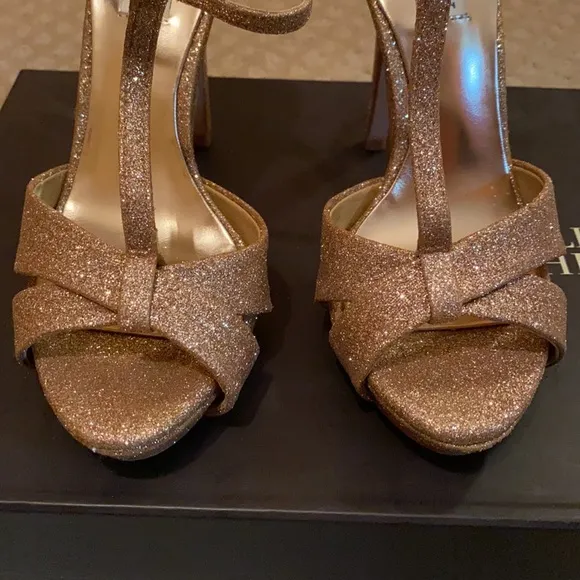 Gold Badgley Mischka heels