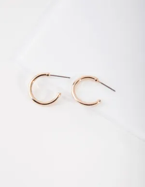 Gold Small Thick Hoop Earrings