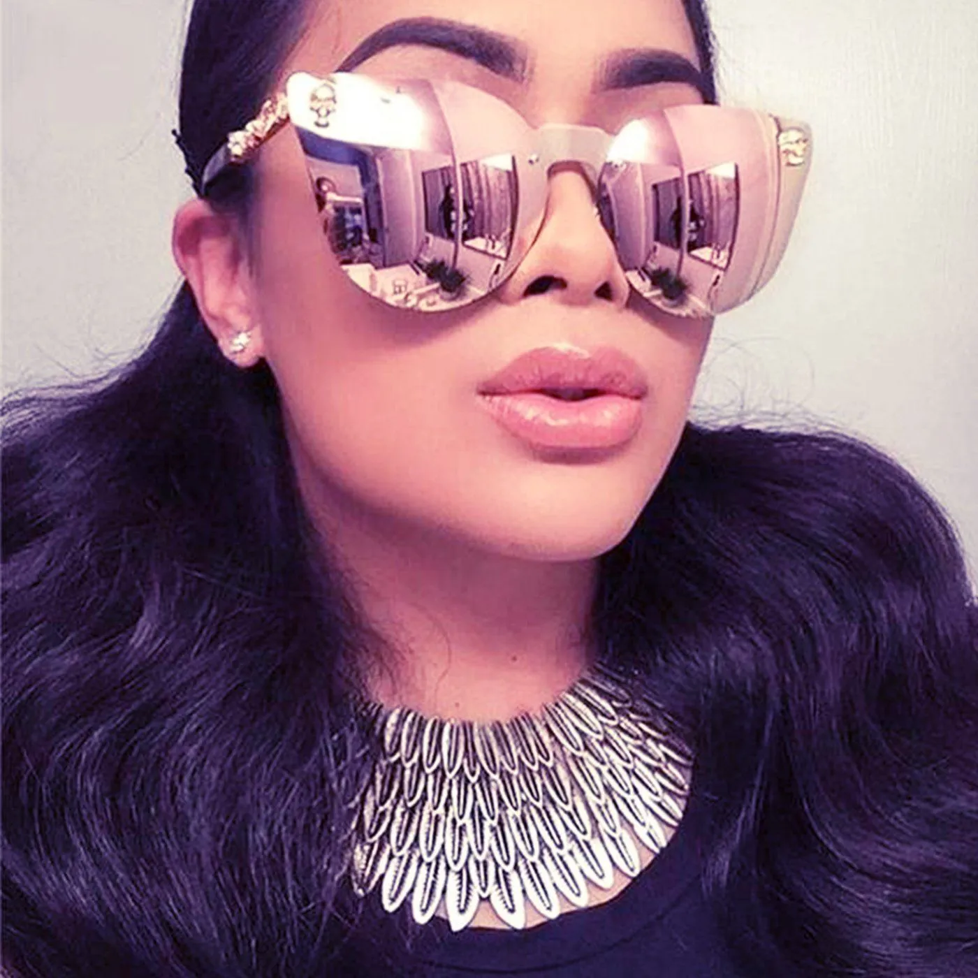Gothic Skull Metal Frame UV Sunglasses