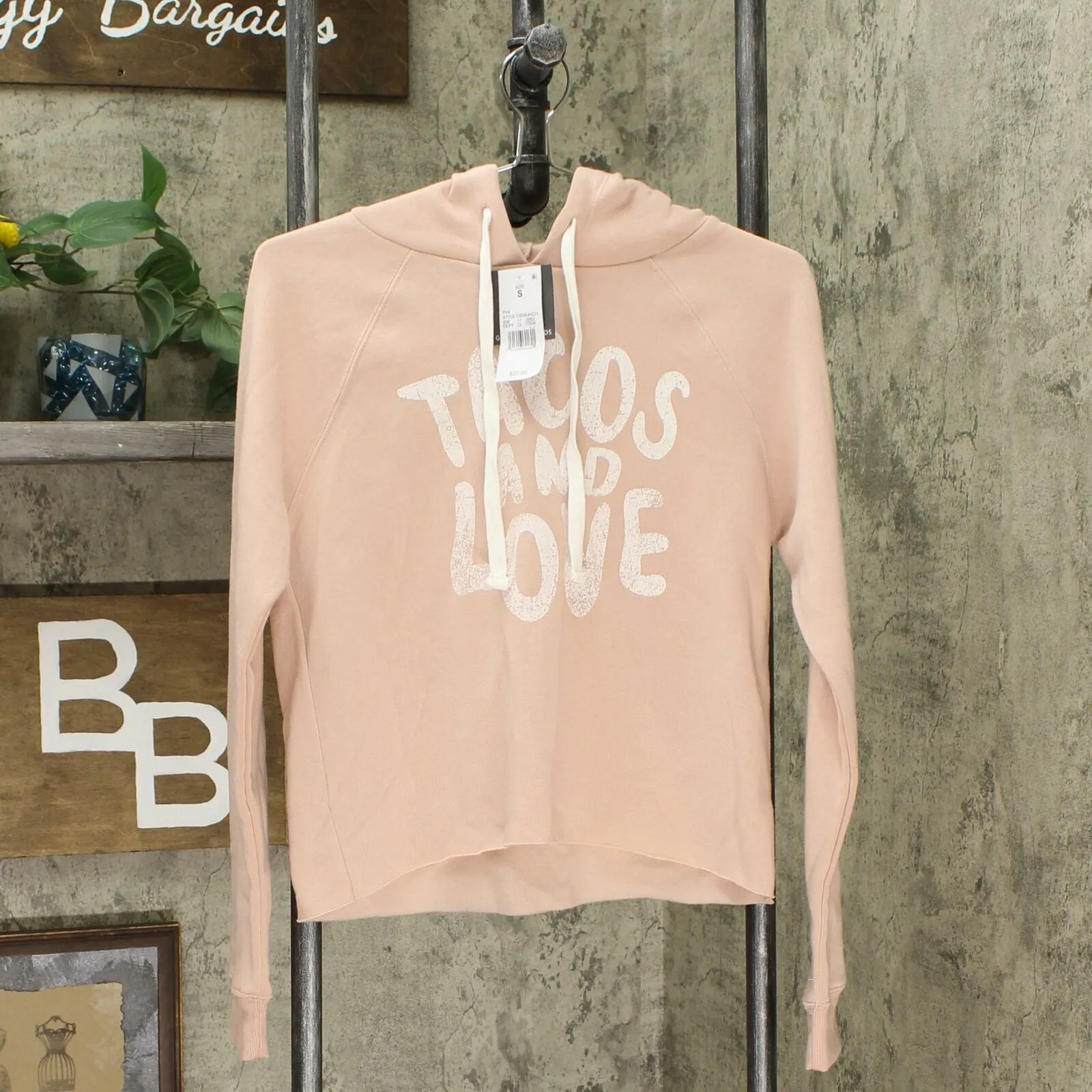Grayson/Threads Women's Tacos And Love Cropped Hoodie Sweatshirt.